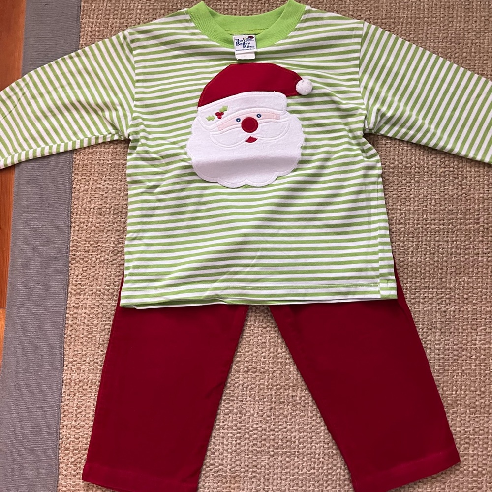 Bailey Boys 3T Long Sleeve Pant Set Christmas Santa